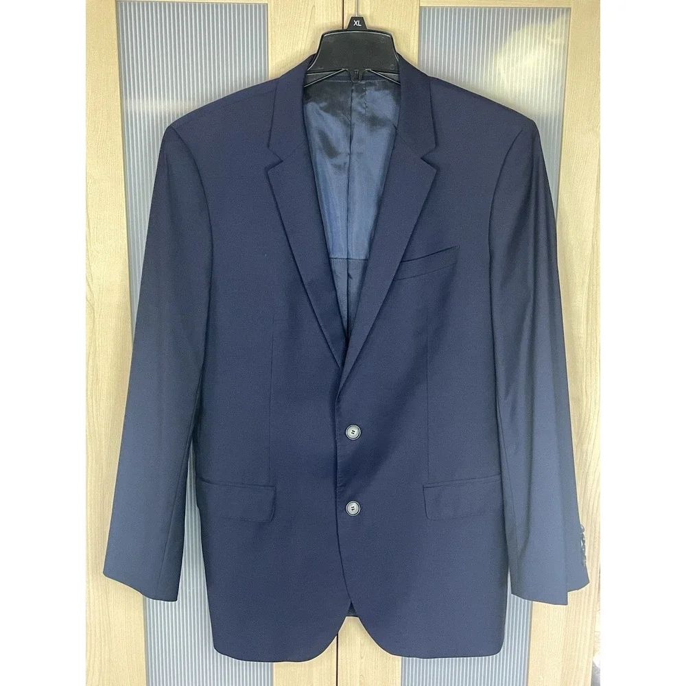 Hugo Boss Blazer Mens 42R Navy Blue Italy Reda Super 110 Virgin Wool Suit Jacket
